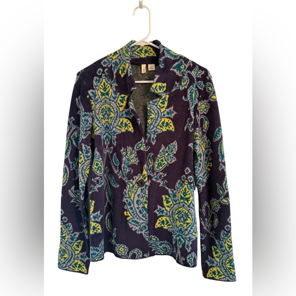 Anthropologie Women’s Floral Blue Yellow Patterned Jacket XS NWT - Picture 2 of 16